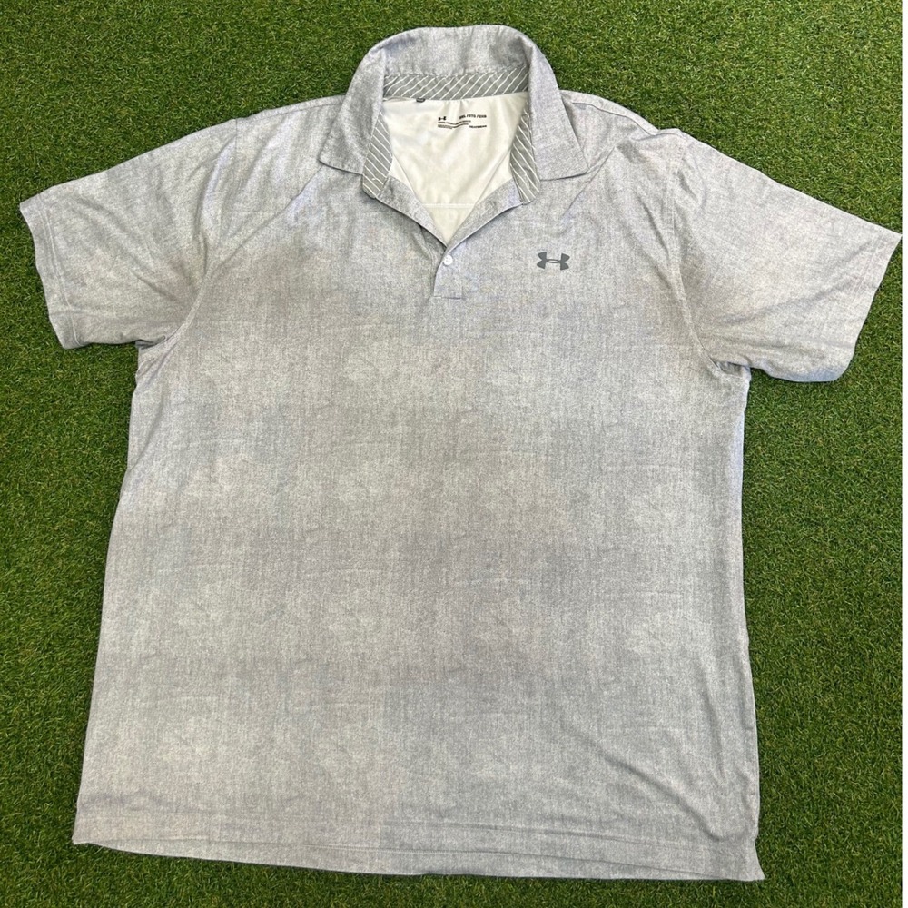 Under Armour HeatGear Mens 2XL Gray Loose Fit Short Sleeve Golf Polo Shirt